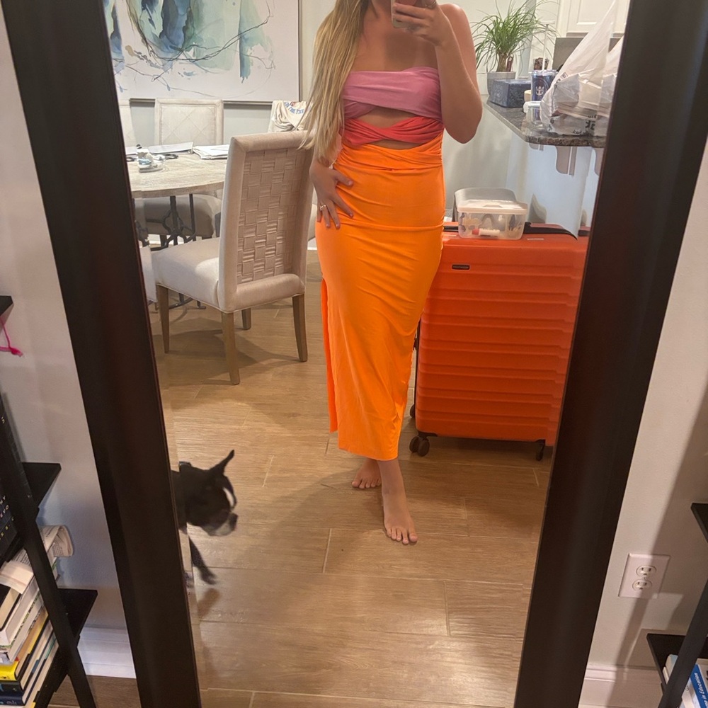 Kulani Kinis Pink and Orange Pencil Skirt